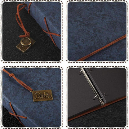 Scrapbook Fotoalbum Blau Selbstgestalten 60 Schwarze in Lederoptik