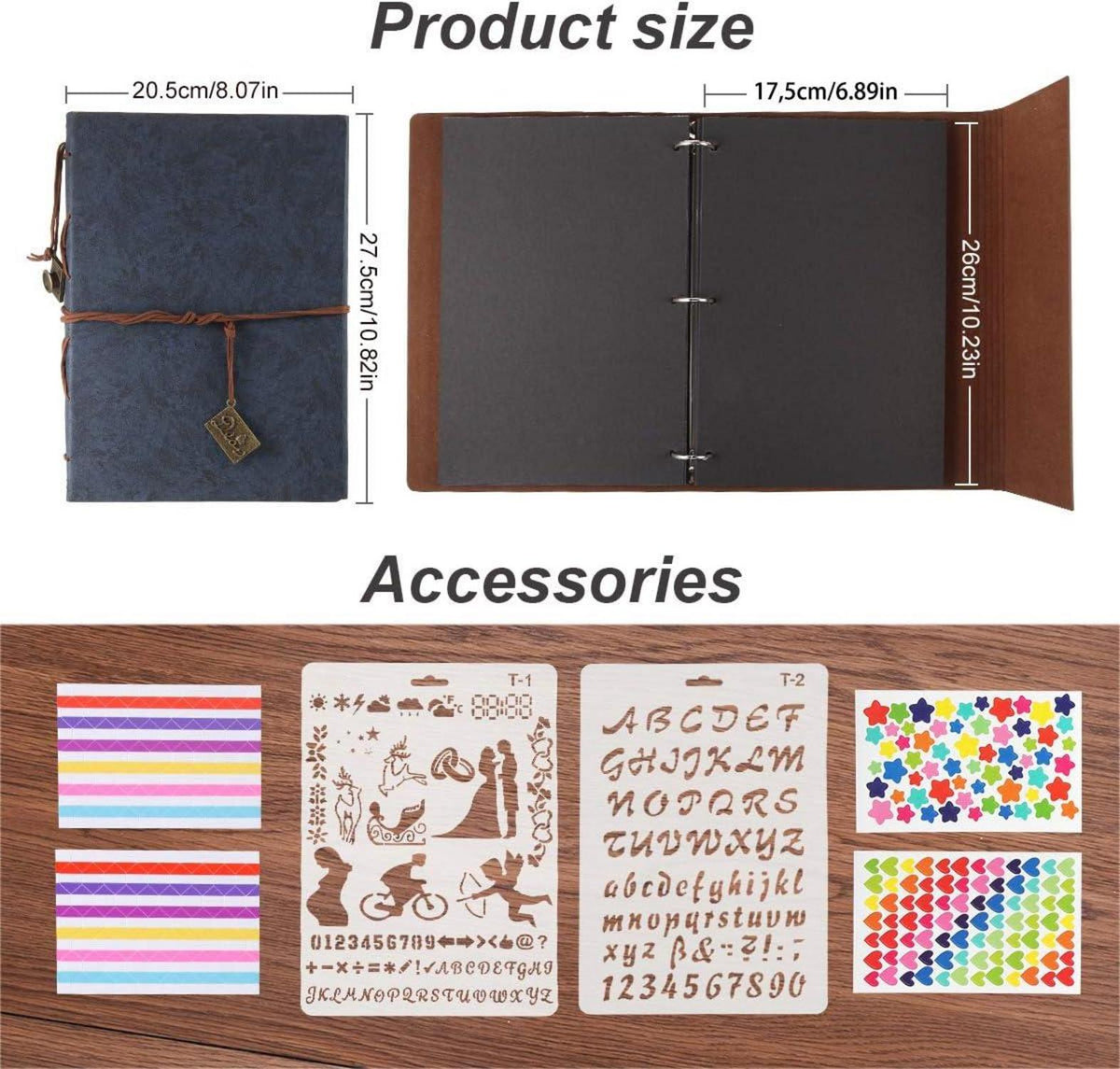 Scrapbook Fotoalbum Blau Leder Selbstgestalten 60 Schwarze