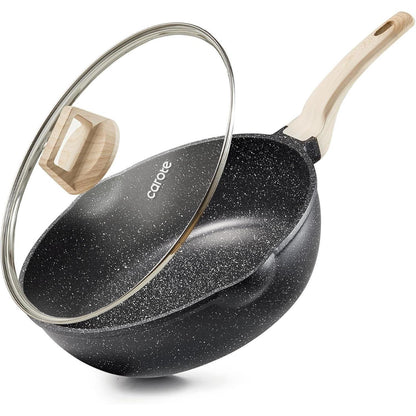 CAROTE Bratpfanne Wokpfanne mit Deckel 32cm 6.1L