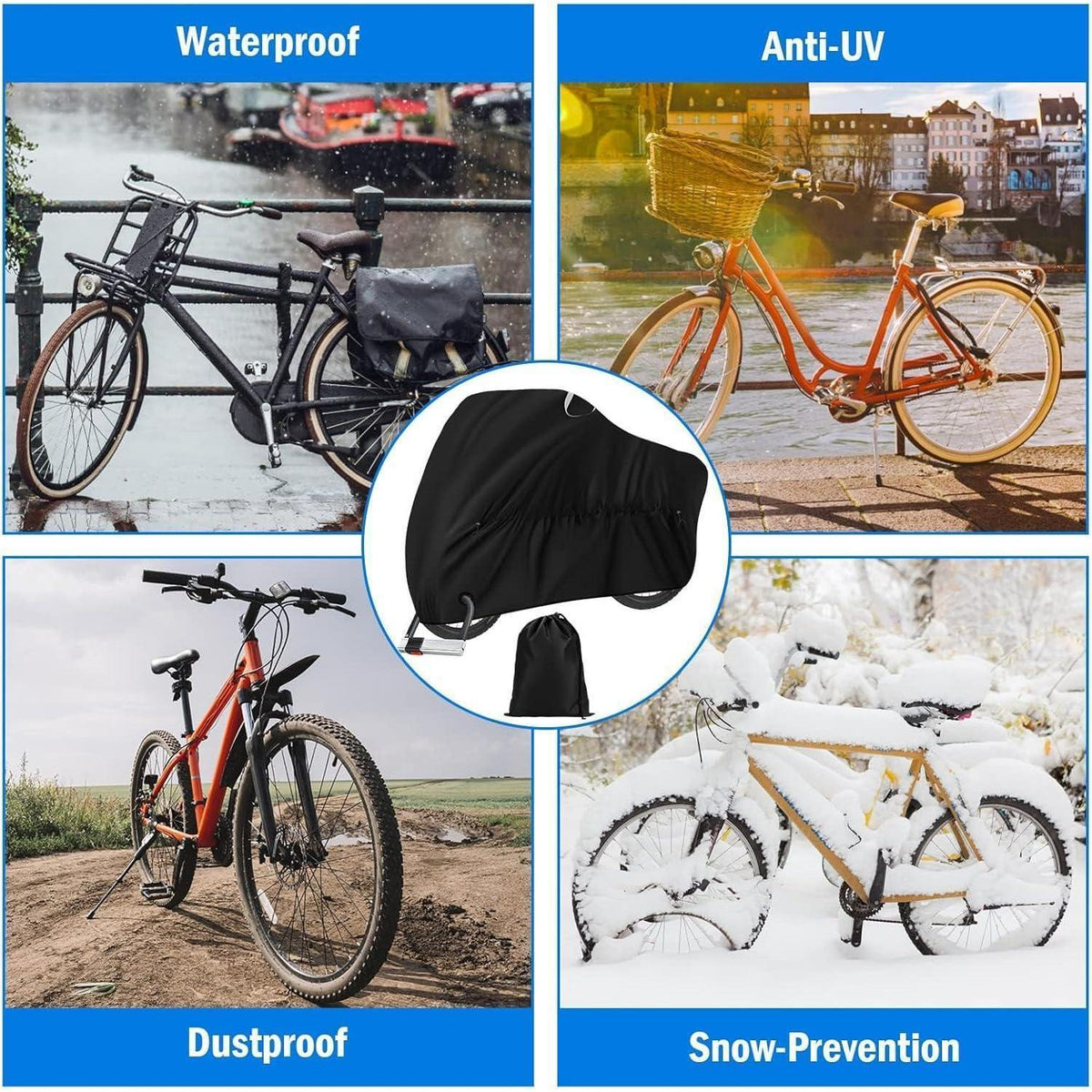 Wasserdichte Fahrradabdeckung 200x110x90cm – Schutzhülle für 1-2 Fahrräder