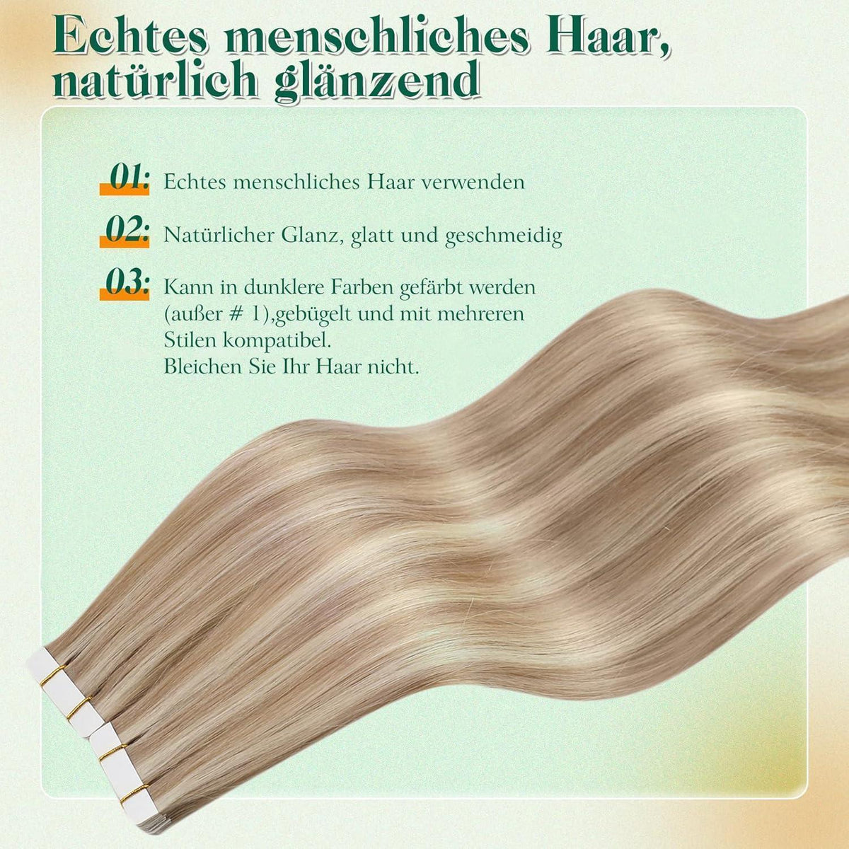 Balayage Haarverlängerung Tape-In 40cm Aschblond/Hellblond