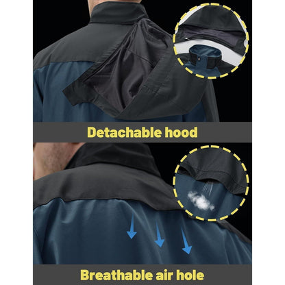 Herren Übergangsjacke wasserabweisend mit abnehmbarer Kapuze Marine Blau