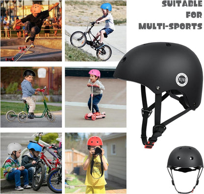 XJD Kinder Jugend Fahrradhelm Multisport Klettern Roller Skateboard Mädchen Jungen M 55-57 cm Schwarz