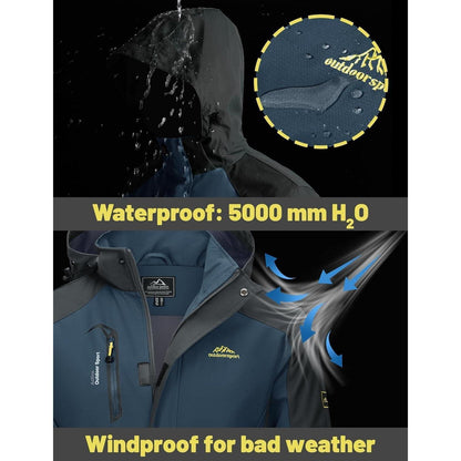 Herren Übergangsjacke Wasserabweisend mit Kapuze Marine Blau XXL