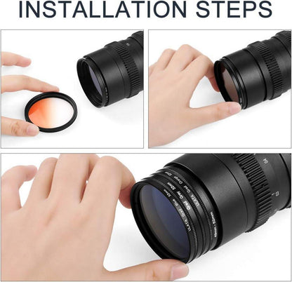 77mm Farbverlaufsfilter-Set 9-teilig mit Tasche & Reinigungstuch