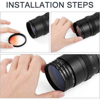 62mm Fotover Farbverlaufsfilter Set mit 9 Filtern + Taschen