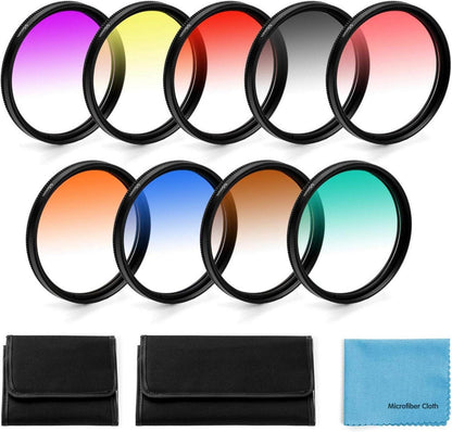 Graduierte Farbfilter Set 58 mm für DSLR Kamera + Zubehör