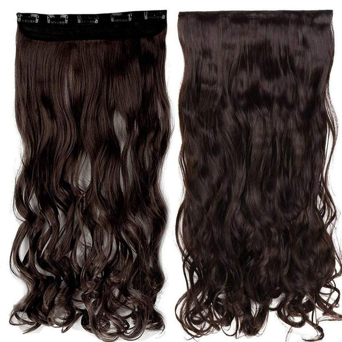 Gewellte Haarverlängerung Mittelbraun 60cm – Clip-in Haarteil
