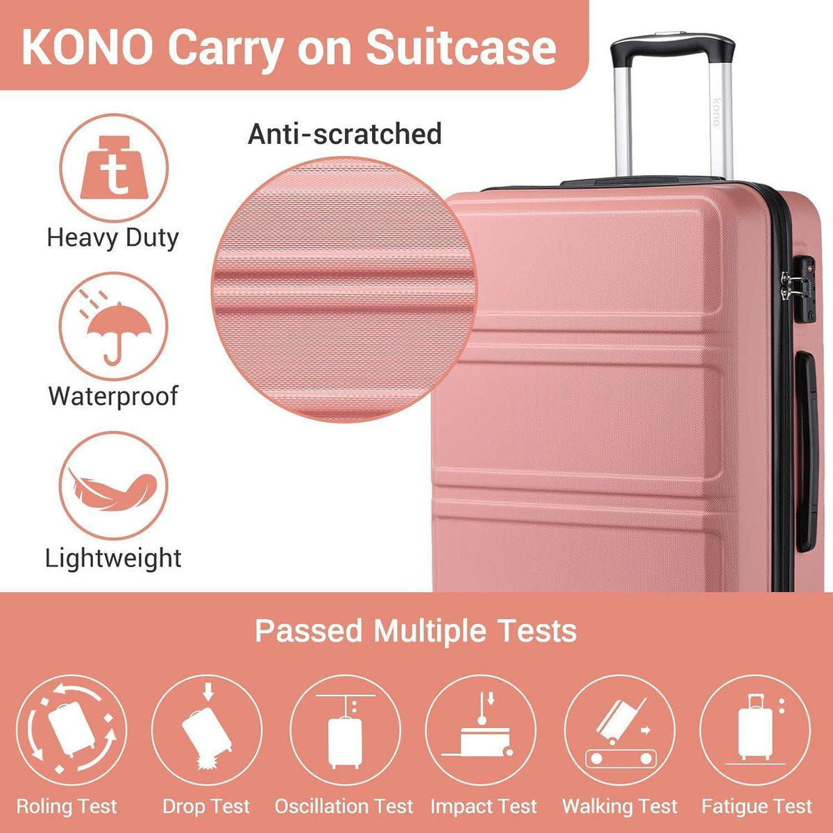 XL Reisekoffer Rosegold mit TSA Schloss, 75cm