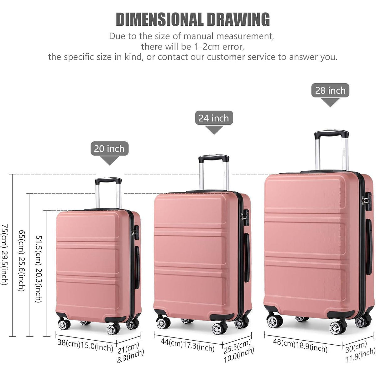 XL Reisekoffer Rosegold mit TSA Schloss, 75cm