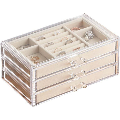 Schmuckschatulle mit 3 Schubladen für Damen - Ring Ohrring