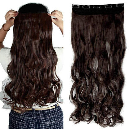 Gewellte Haarverlängerung 43 cm – Mittelbraun, Clip-In