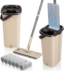 Wischmopp Set mit Eimer und Auswringfunktion, Mikrofaser