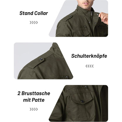 Herren Übergangsjacke Cargo Militärjacke Winddicht mit Taschen