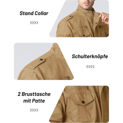 Herren Übergangsjacke Cargo Militärjacke Winddicht mit Taschen