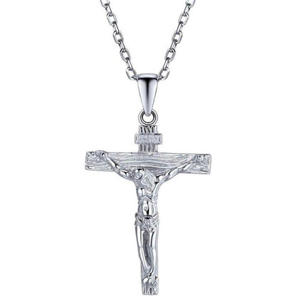 U7 Edelstahl Kreuz Halskette Jesus Christus Anhänger 925