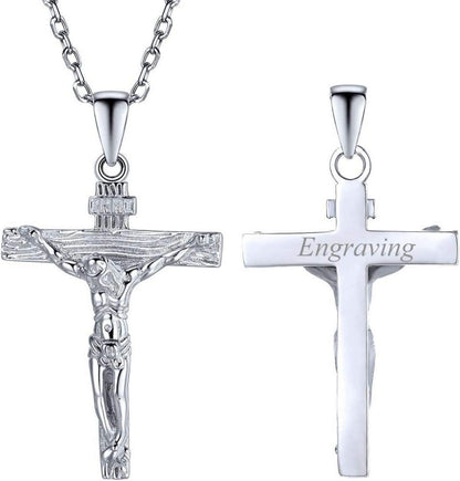 Kreuz Halskette Jesus Christus Anhänger 925 Silber Rolokette