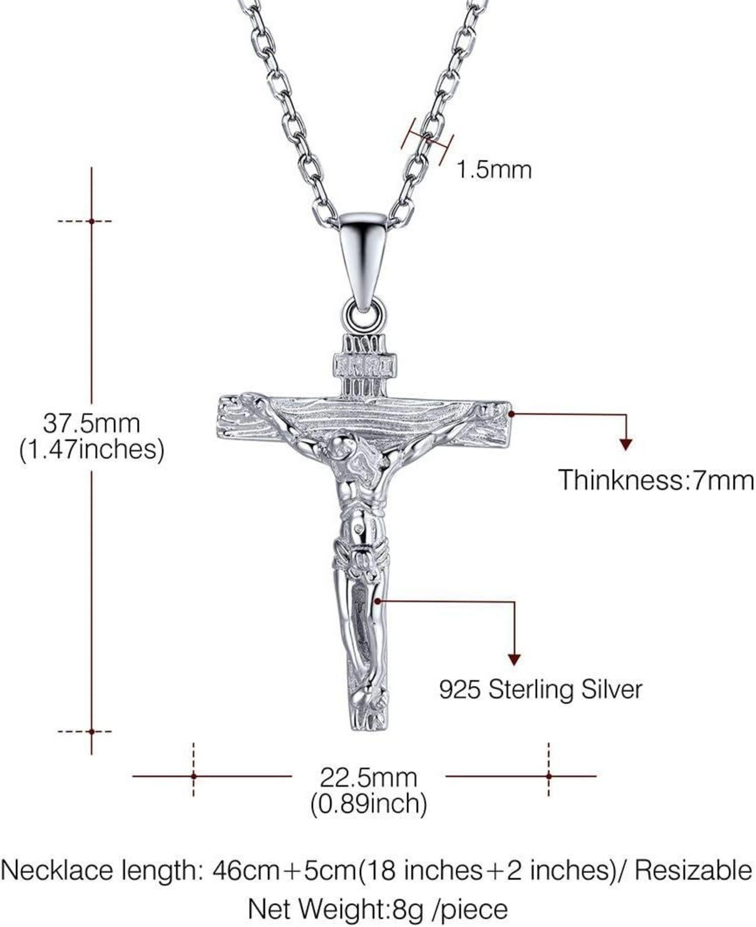 Kreuz Halskette Jesus Christus Anhänger 925 Silber Rolokette