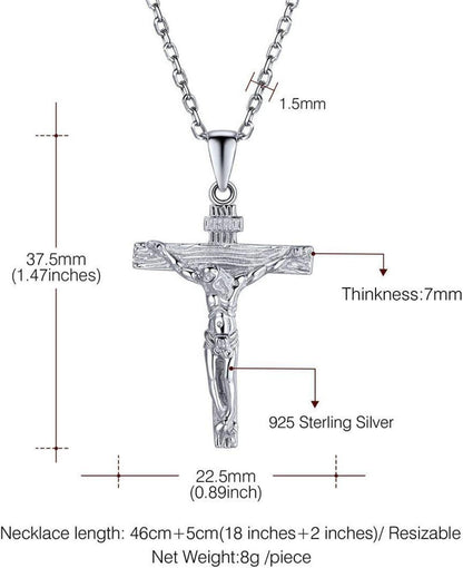 Kreuz Halskette Jesus Christus Anhänger 925 Silber Rolokette