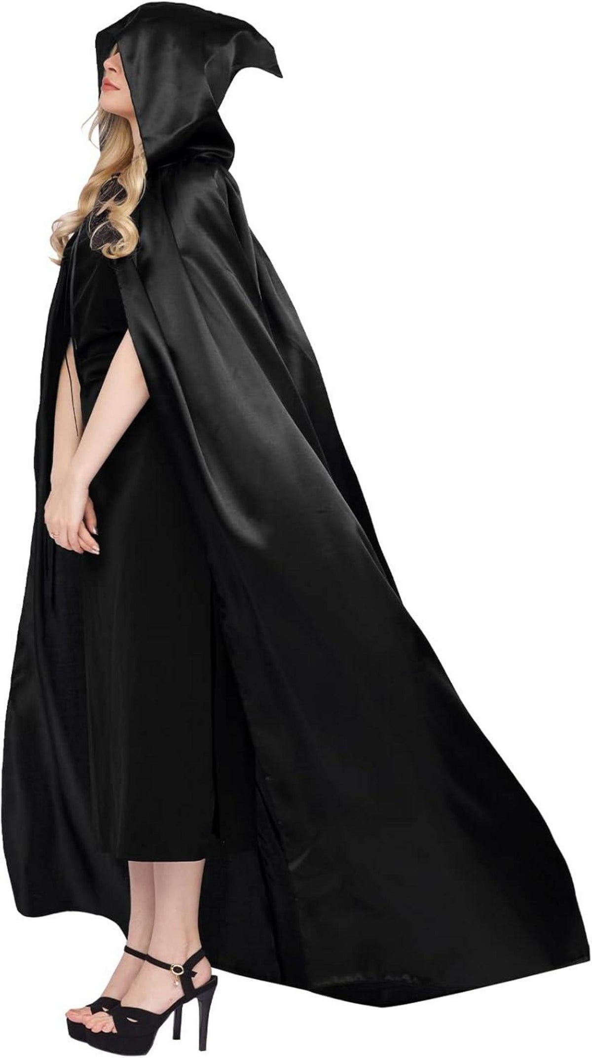 Umhang mit Kapuze für Halloween Cosplay Vampir Kostüm Schwarz XXL
