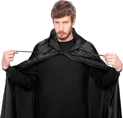 Unisex Halloween Umhang mit Kapuze Cosplay Vampir Kostüm Schwarz XXL