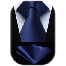 Extra lange herren krawatte dunkelblau einfarbig hochzeit