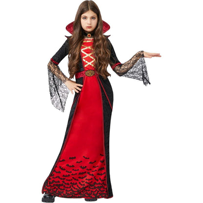 Vampir Königin Kostüm Mädchen Deluxe Set Halloween Viktorianisch XL