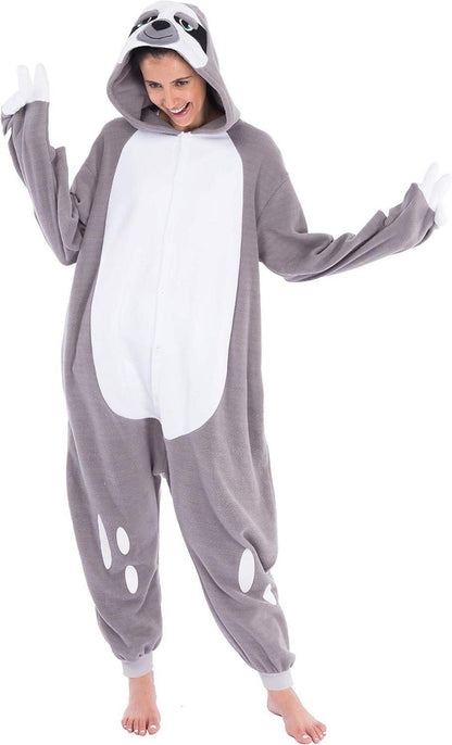 Spooktacular Creations Faultier Plüsch Jumpsuit Onesie Erwachsene Grau