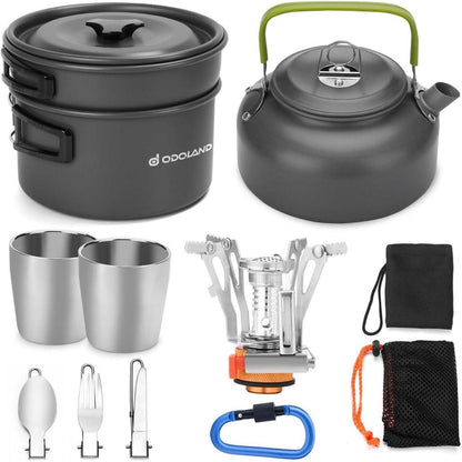 Odoland Camping Geschirr-Set 12-teilig Outdoor Kochset