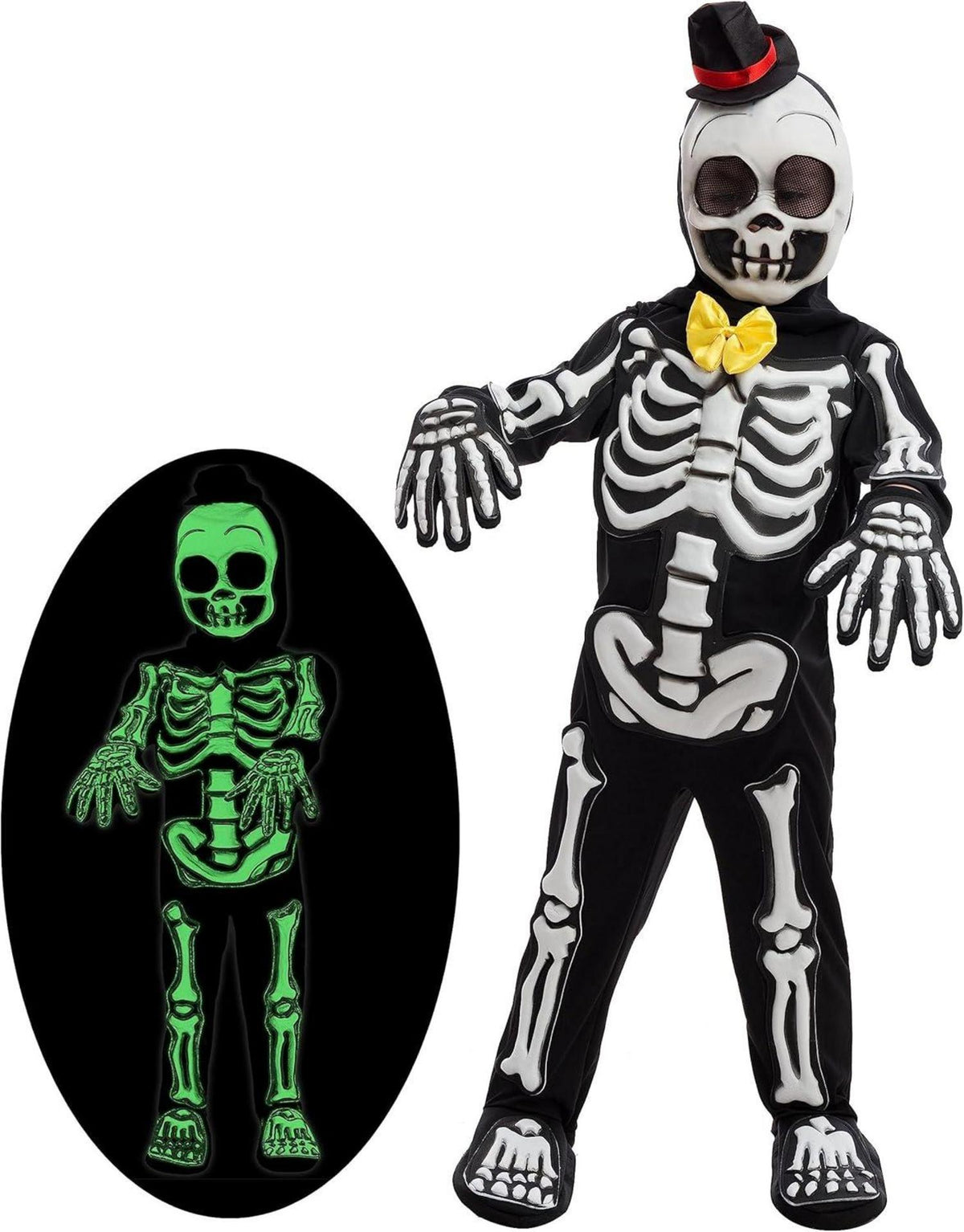 Kinder Skelett Kostüm Leuchten Dunkel Halloween