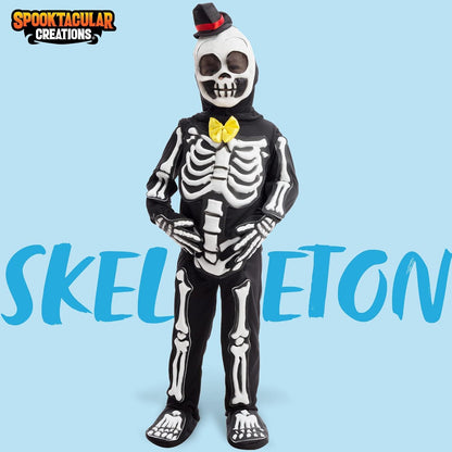 Kinder Skelett Kostüm Leuchtend Halloween Jungen Mädchen M