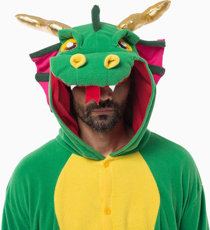 Unisex Drache Erwachsene Pyjama Tierkostüm Halloween Cosplay S-XL Grün