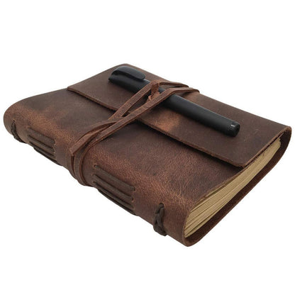 Leder Notizbuch A5 – Vintage Tagebuch mit Kraftpapier