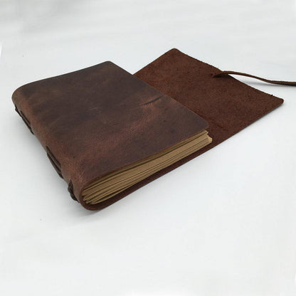 Leder Notizbuch A5 – Vintage Tagebuch mit Kraftpapier