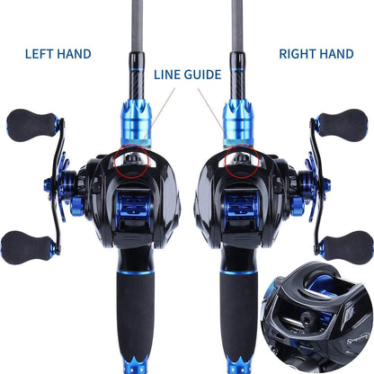 Angelruten Set 24T-Kohlefaser & Baitcast Rolle 7.0:1