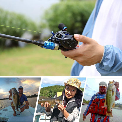 Angelruten Set 24T-Kohlefaser & Baitcast Rolle 7.0:1