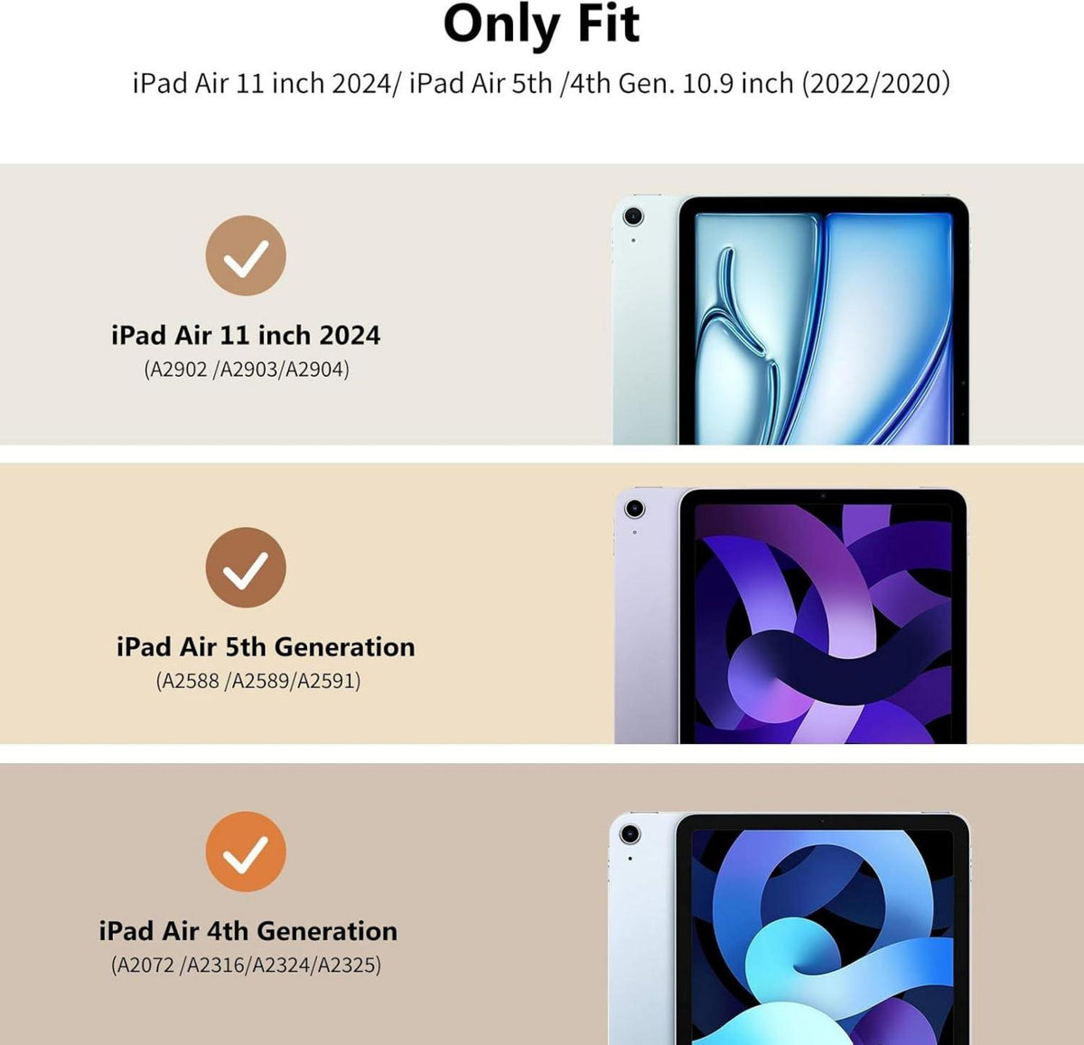 iPad Air 11 Zoll Hülle 2024 Schwarz, Stark Magnetisch