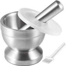 Edelstahl Mörser Stößel Set mit Deckel 10cm Durchmesser