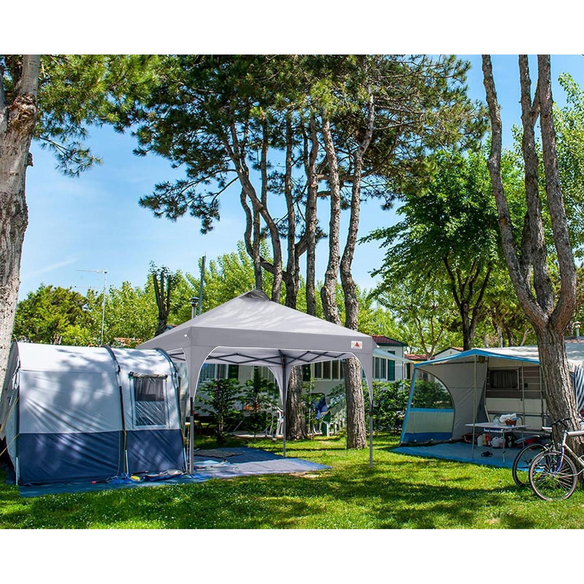 3x3m Wasserdichter Pop-Up Pavillon Grau mit Zubehör
