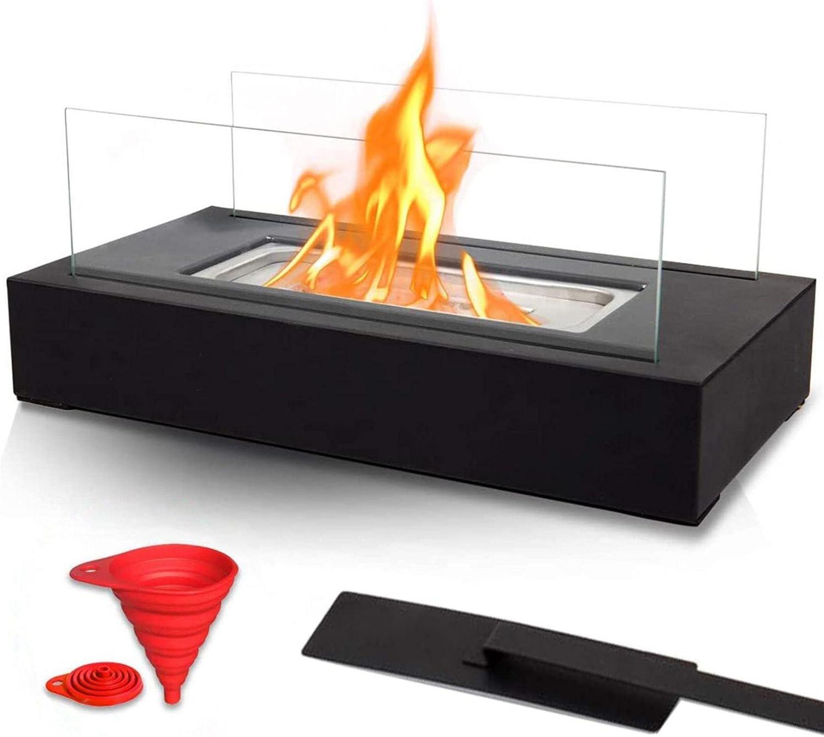 Tragbarer Bio Ethanol Kamin Tischfeuer mit Löschhilfe und Trichter