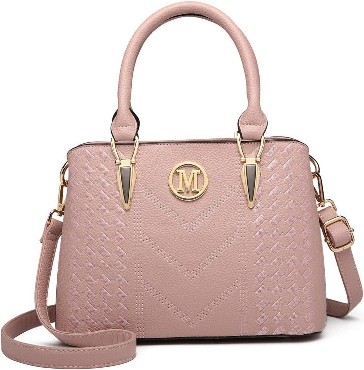 Miss Lulu Damen Handtasche Mittelgroß Rosa Lychee Muster
