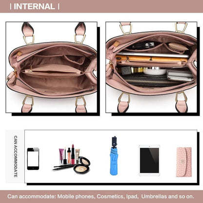 Miss Lulu Damen Handtasche Mittelgroß Rosa Lychee Muster Stofffutter