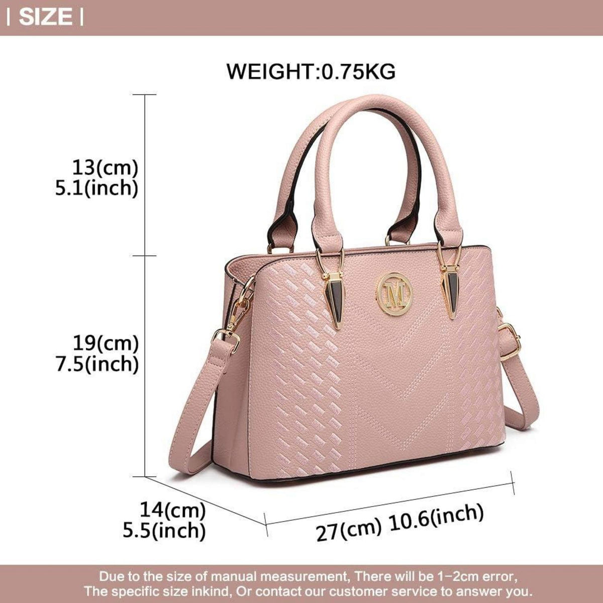 Damen Handtasche Mittelgroß Lychee Muster Schultertasche PU-Leder Elegante