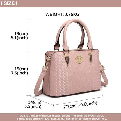 Damen Handtasche Mittelgroß Lychee Muster Schultertasche PU-Leder Elegante