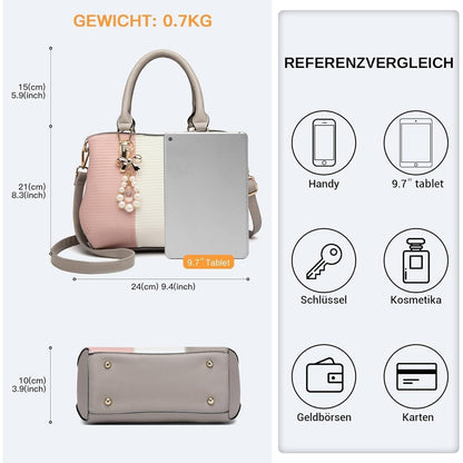 Damen Handtasche Mittelgroß Multicolor Elegant Henkeltasche