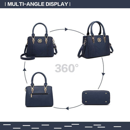 Miss Lulu Damen Handtasche Mittelgroß Blau Lychee Muster