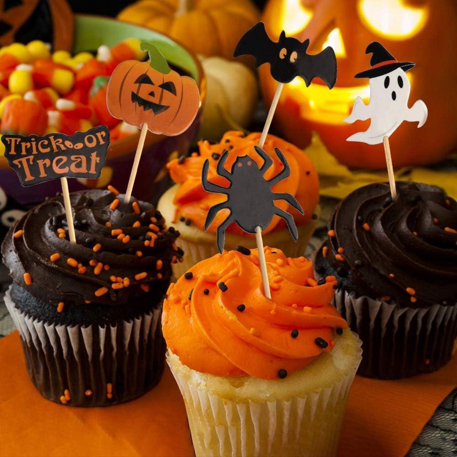 60er Set Halloween Cupcake Topper Zahnstocher Marker Halloween Party Kuchendeko