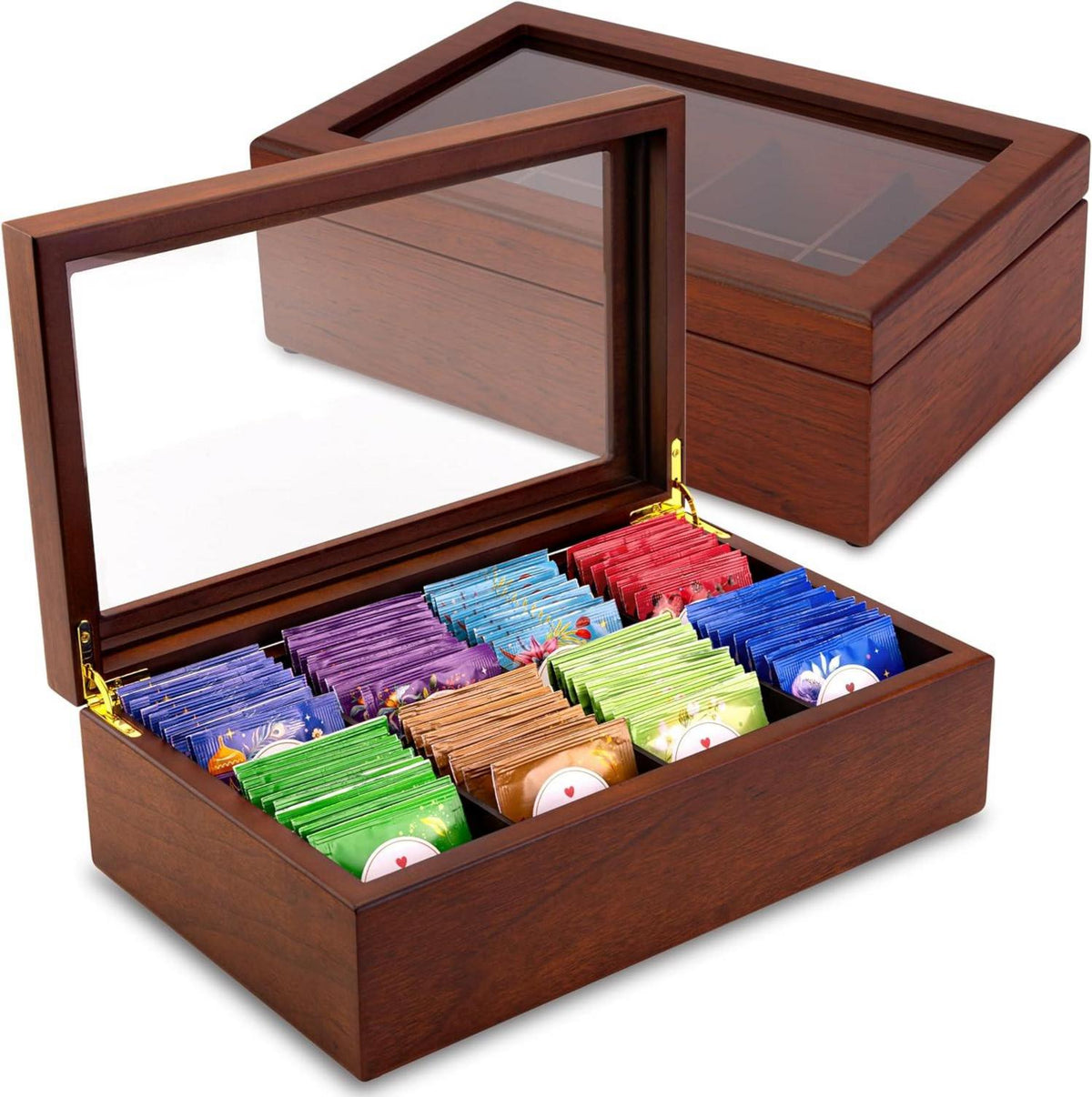 Teebox Luxeriöse Aufbewahrungsbox Holz 8 Fächer/sweetalertApace Living