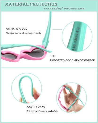 CGID Herzförmige Polarisierte Kindersonnenbrille UV400 Schutz 3-6 Jahre