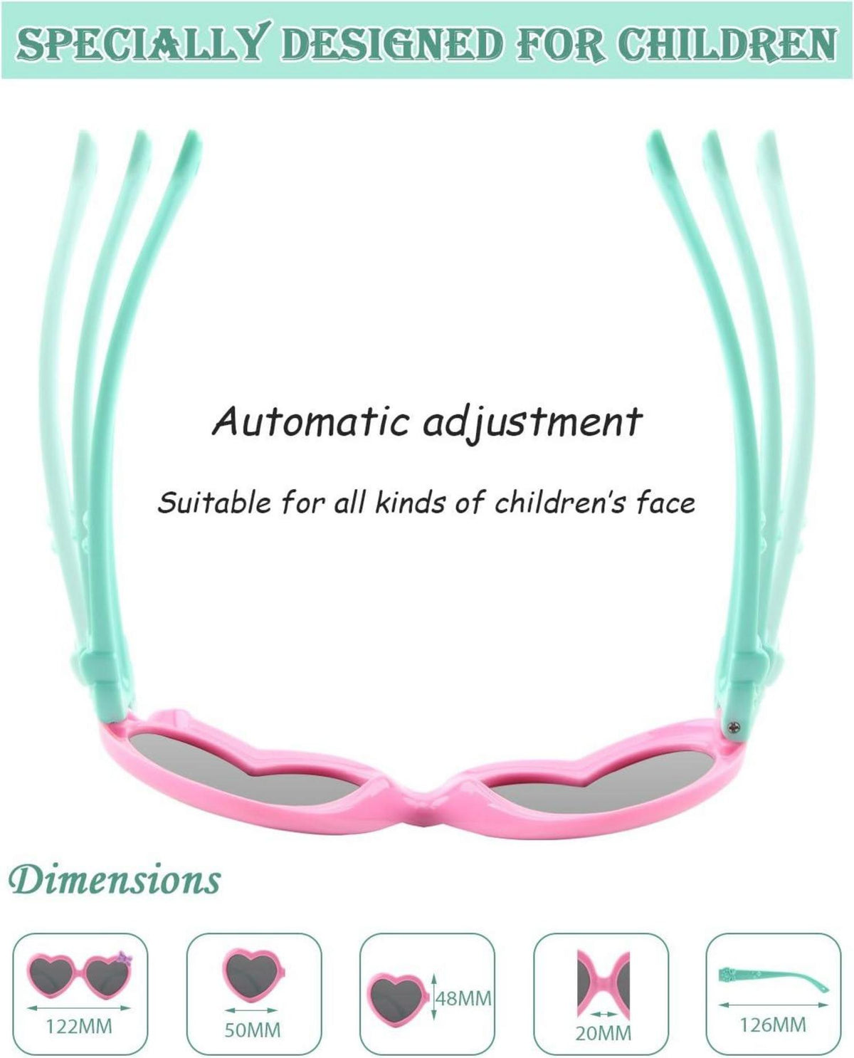 Niedliche Herzförmige Polarisierte Sonnenbrille für Kinder Flexibler